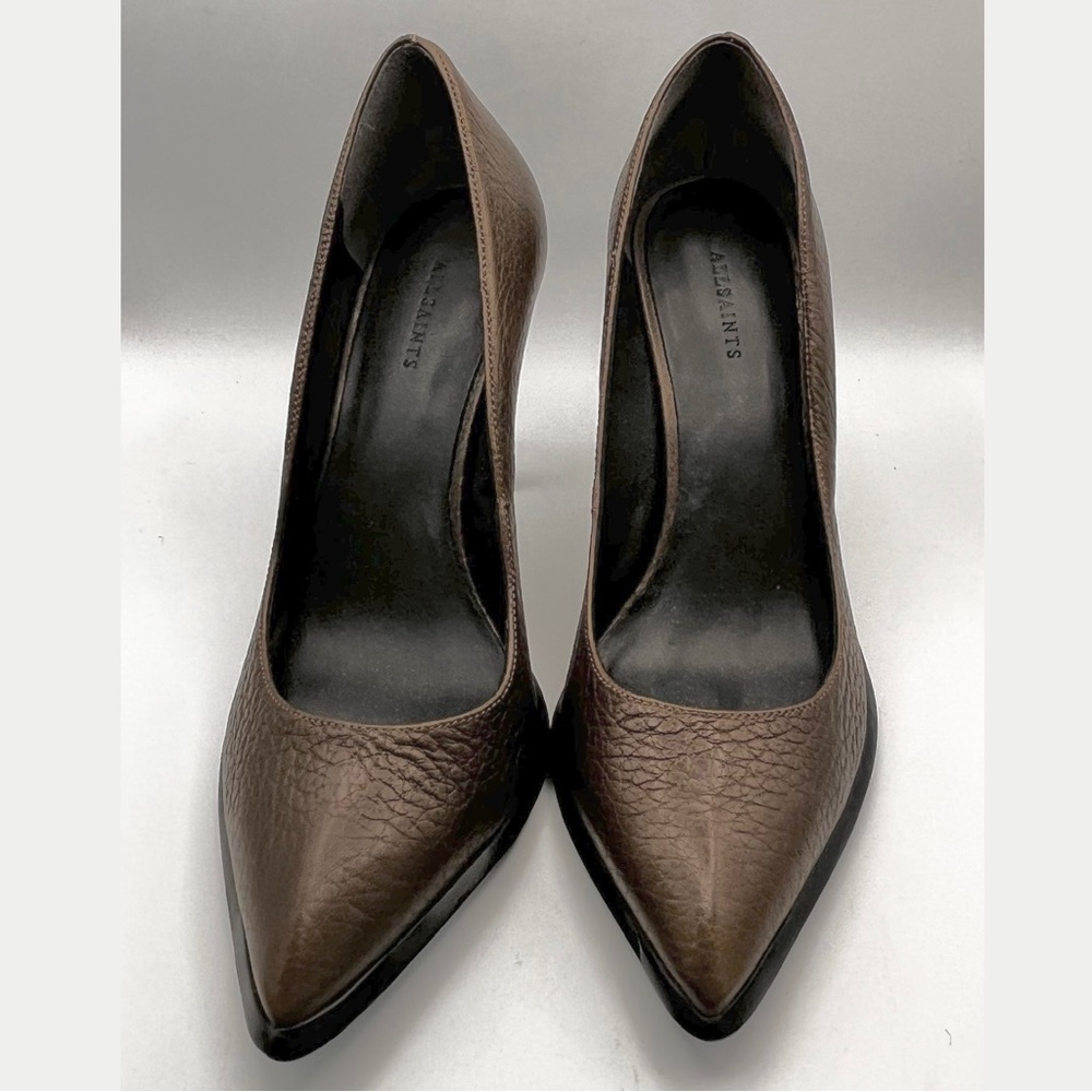 BNWOB ALL SAINTS DARK KHAKI GREEN HEELS